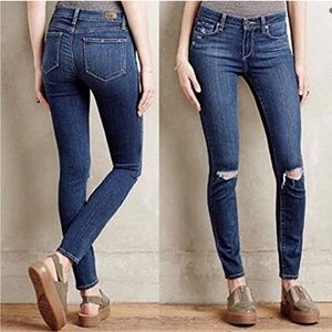 Paige Distressed Knee Ankle Skinny Jeans